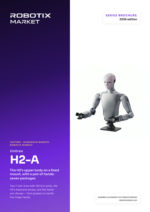 Unitree H2-A Standard F humanoid overkrop med BrainCo Revo 2 Basic-hænder – Produktbrochure